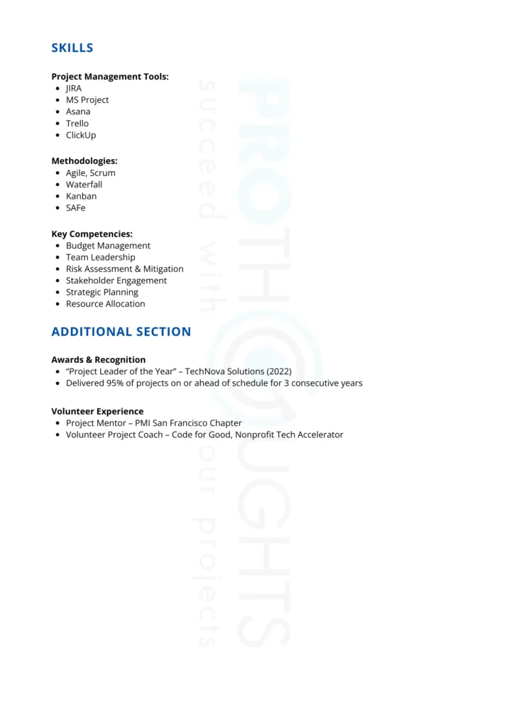Project Manager Resume